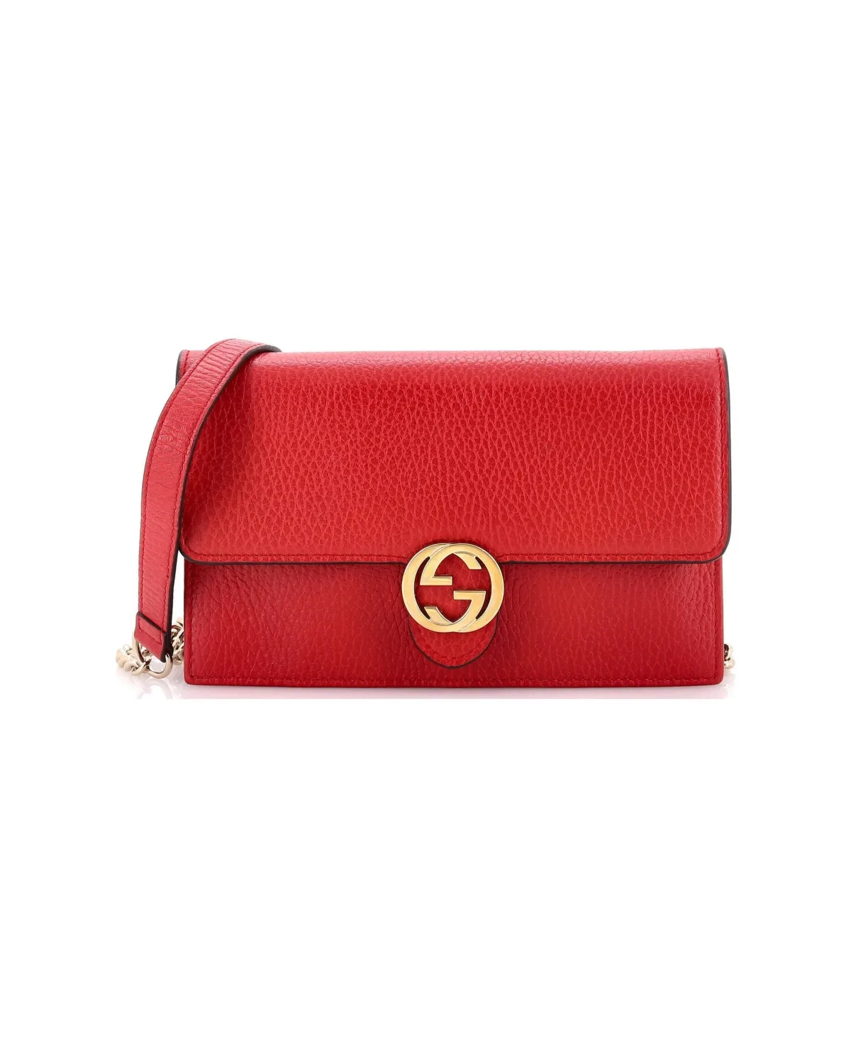 Pre-Owned Interlocking Wallet on Chain Leather by Gucci