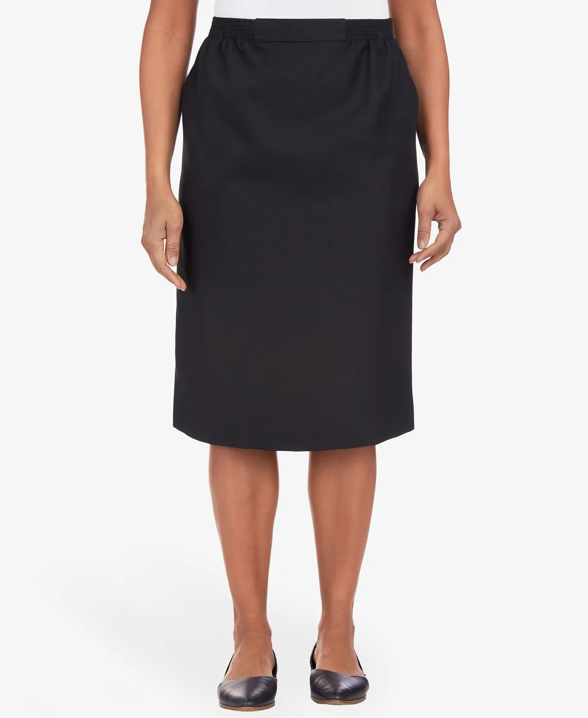 Cinch Waist Midi Skirt with Slant Pockets by Alfred Dunner