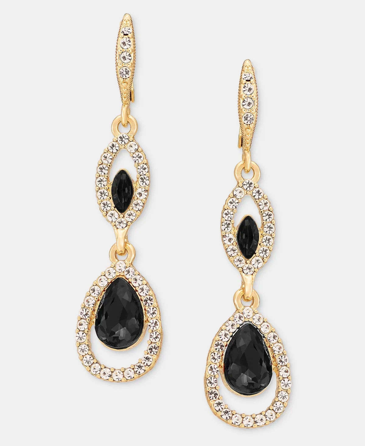 Gold-Tone Glass Drama Double Drop Earrings