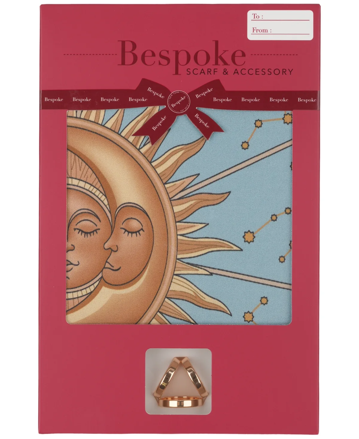 2-Piece Celestial Sky Square Scarf and Scarf Ring Set by Bespoke Fashion