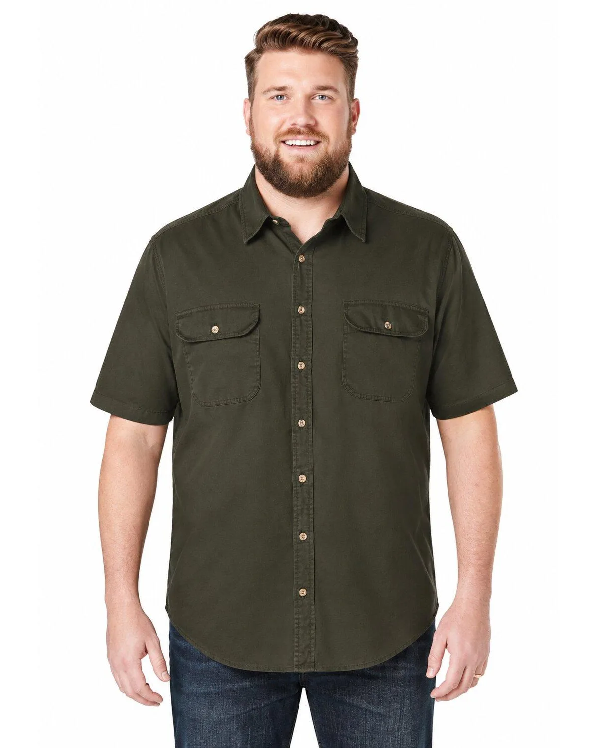 Boulder Creek Big & Tall by KingSize Short Sleeve Denim and Twill Shirt by Boulder Creek