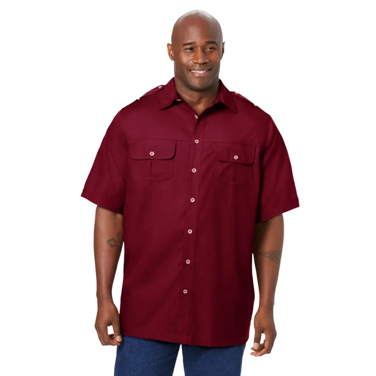 Boulder Creek Big & Tall by KingSize Short-Sleeve Pilot Shirt by Boulder Creek