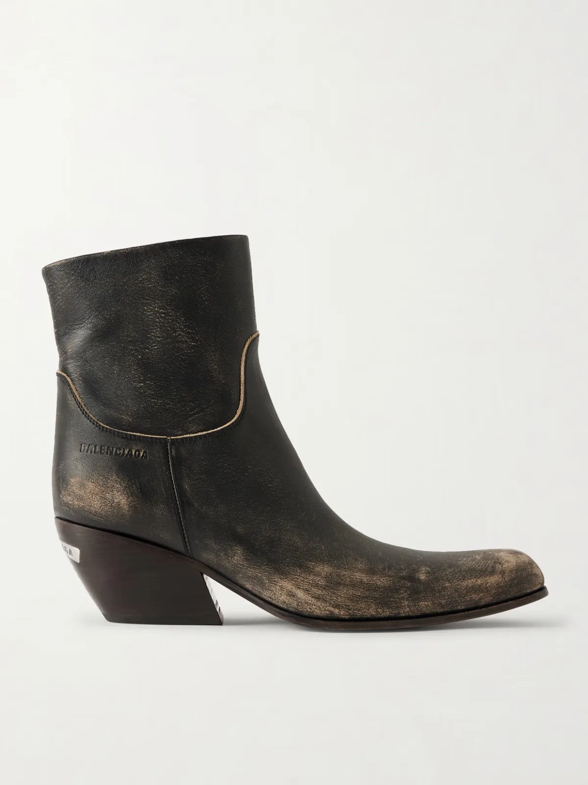 - Memphis Distressed Leather Cowboy Boots - by Balenciaga