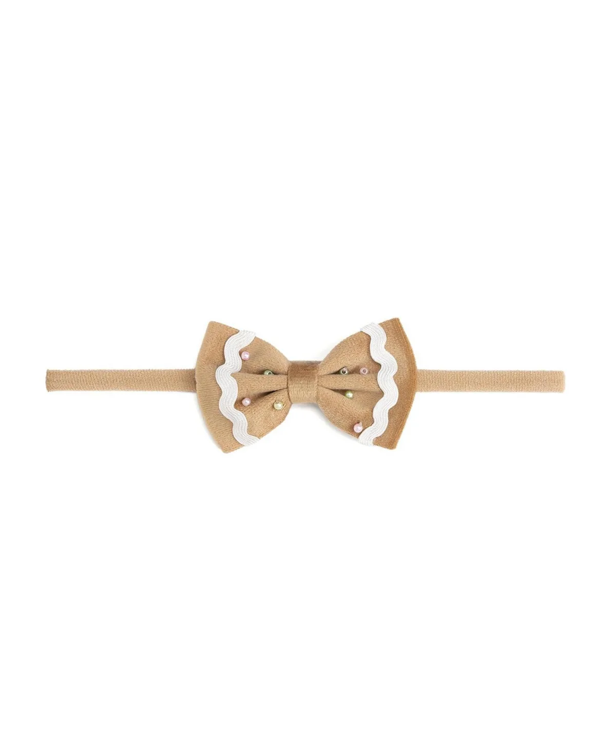 Gingerbread Christmas Velvet Bow Baby Headband by Sweet Wink