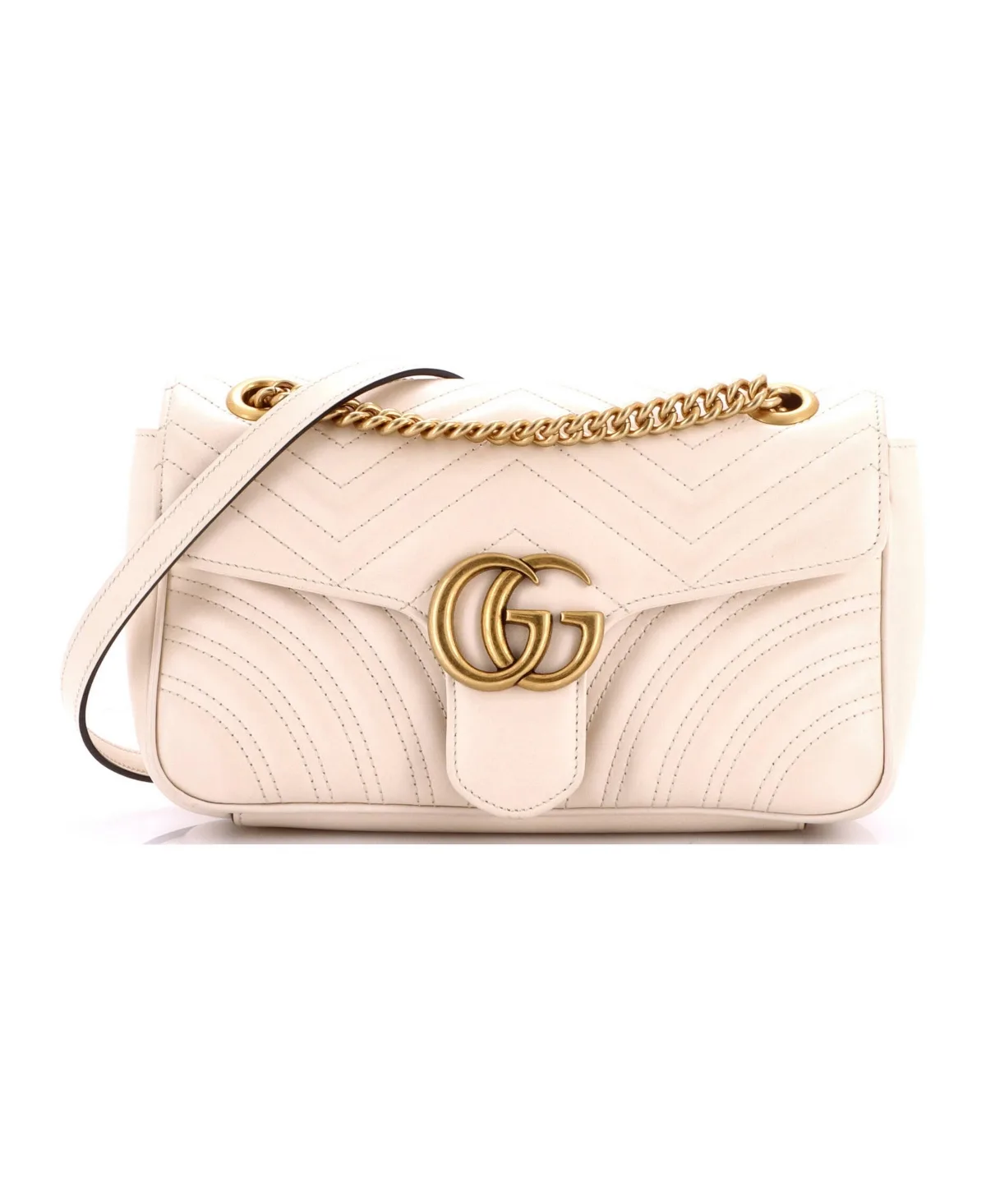 Pre-Owned Small Gg Marmont Flap Bag Matelasse Leather by Gucci