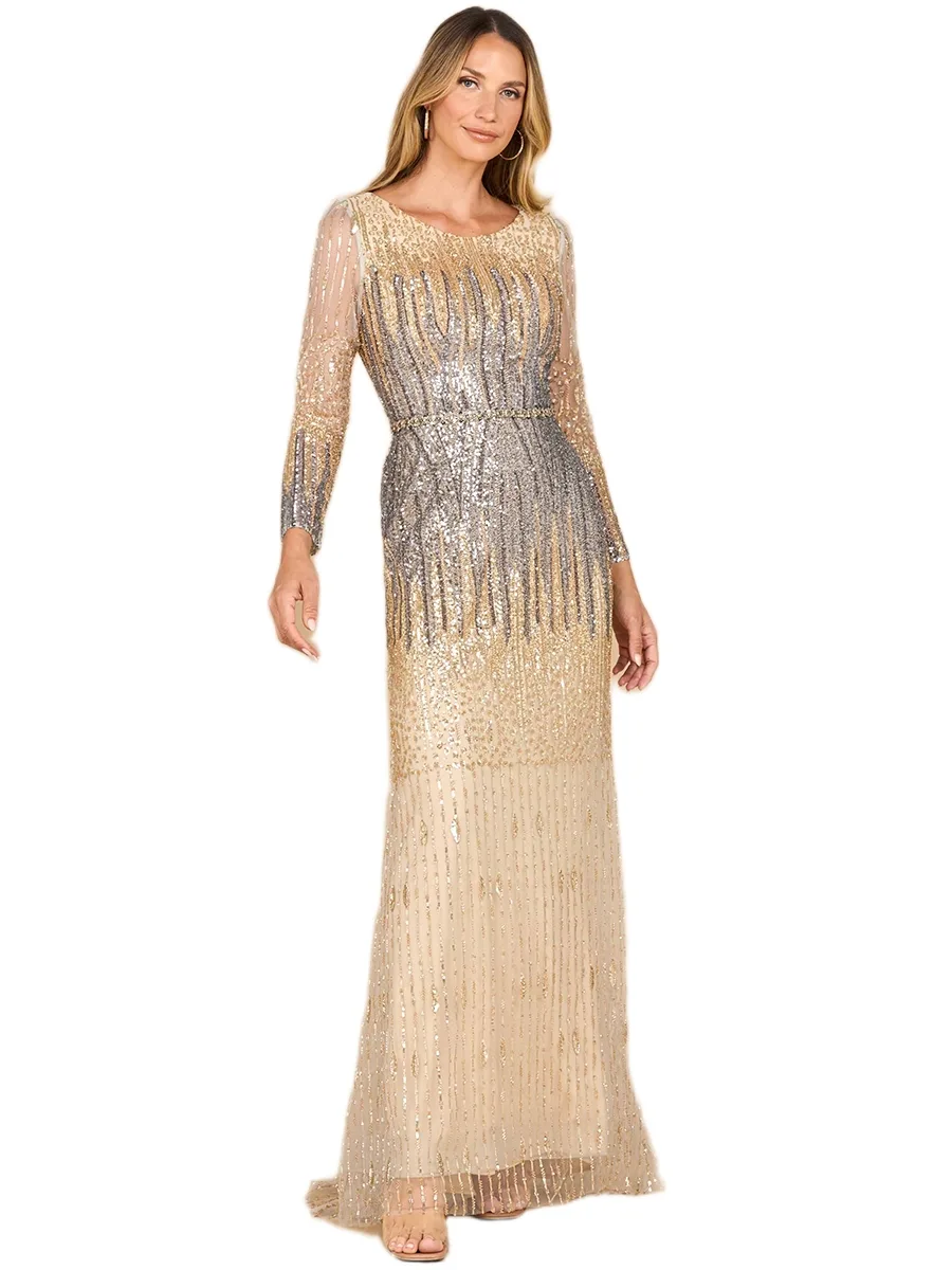 Mermaid, Beaded Long Sleeve Gown