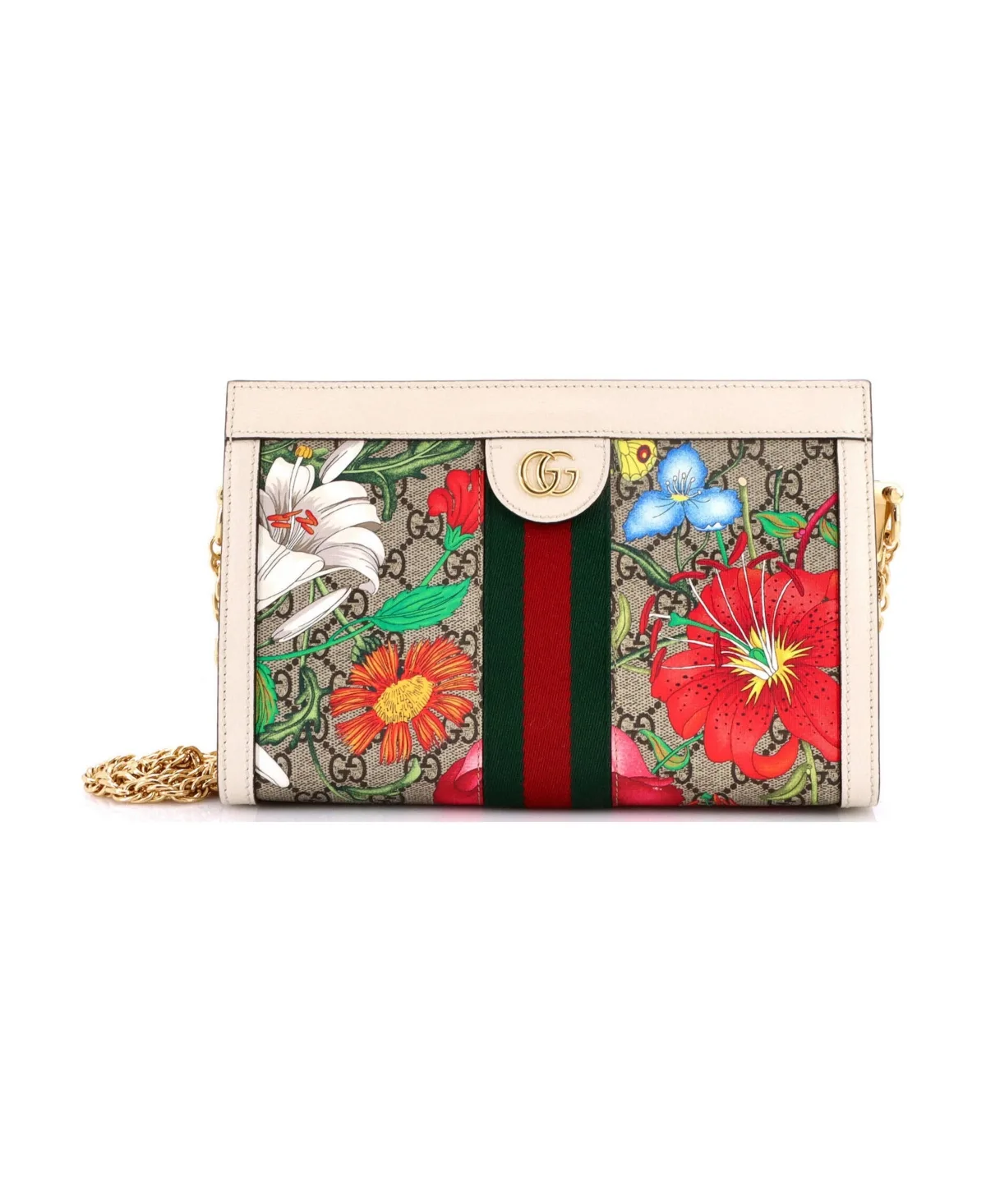 Pre-Owned Small Ophidia Chain Shoulder Bag Flora GG Coated Canvas