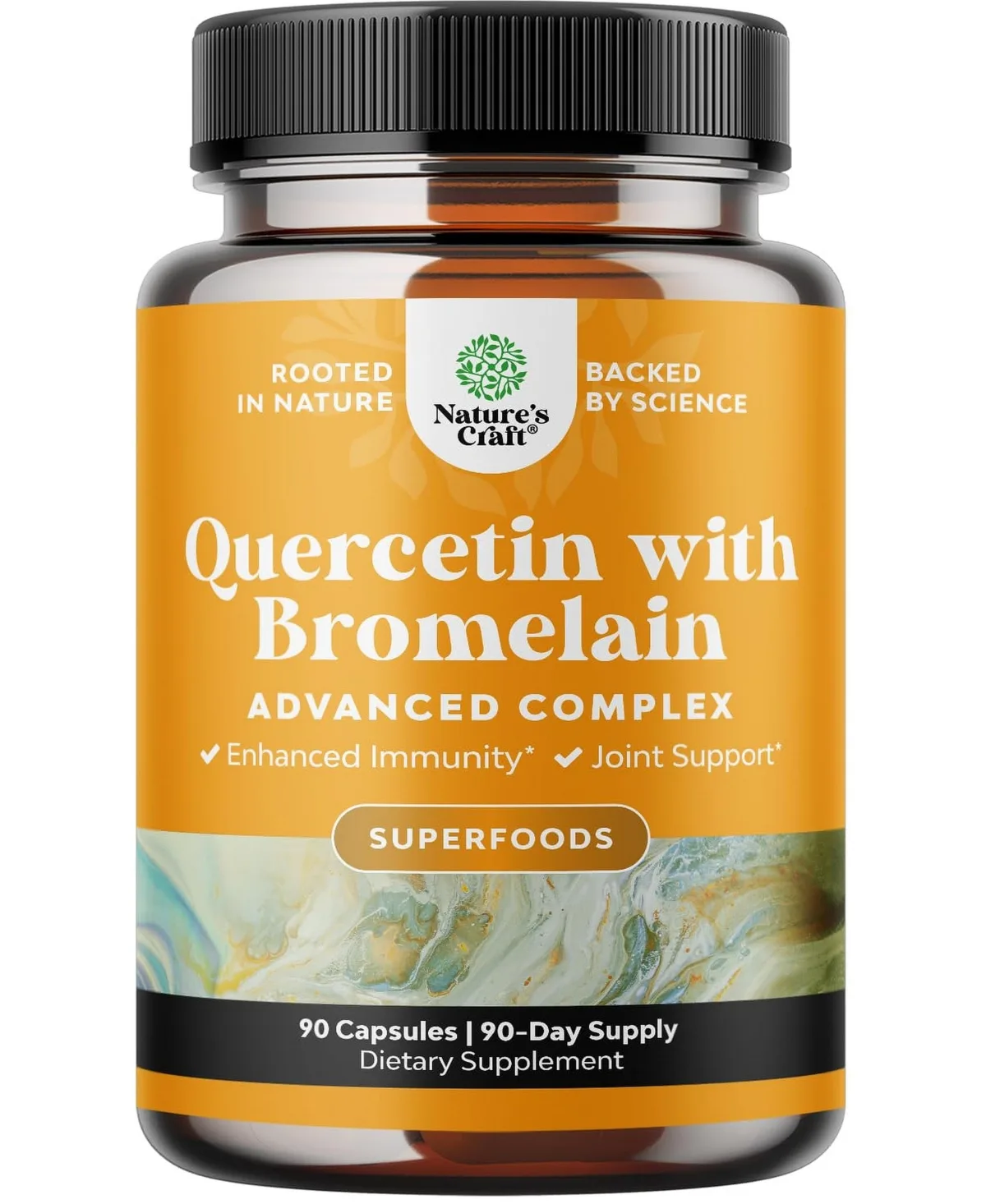 Quercetin 500 Milligram with Bromelain Capsules Botanical Flavonoid and Enzyme Formula 90 Count by Natures Craft