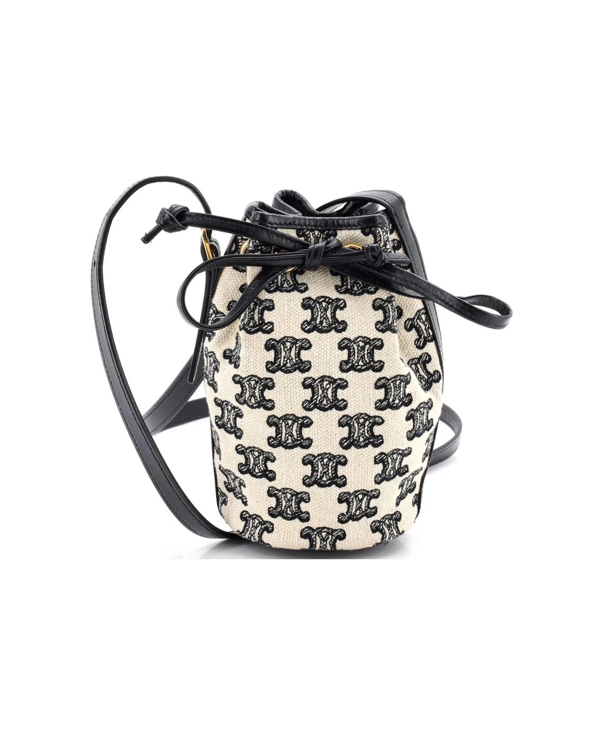 Pre-Owned Celine Micro Drawstring Bucket Bag Triomphe Canvas by Celine