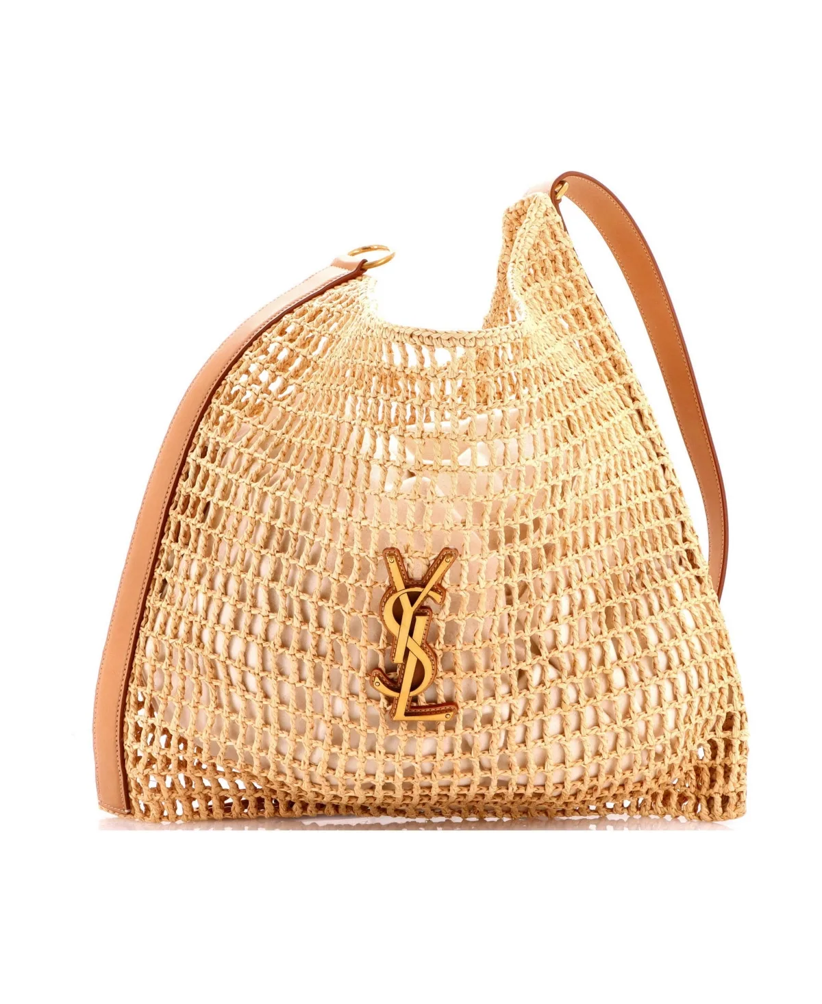 Pre-Owned Saint Laurent Oxalis Shoulder Bag Raffia Crochet with Leather by Saint Laurent