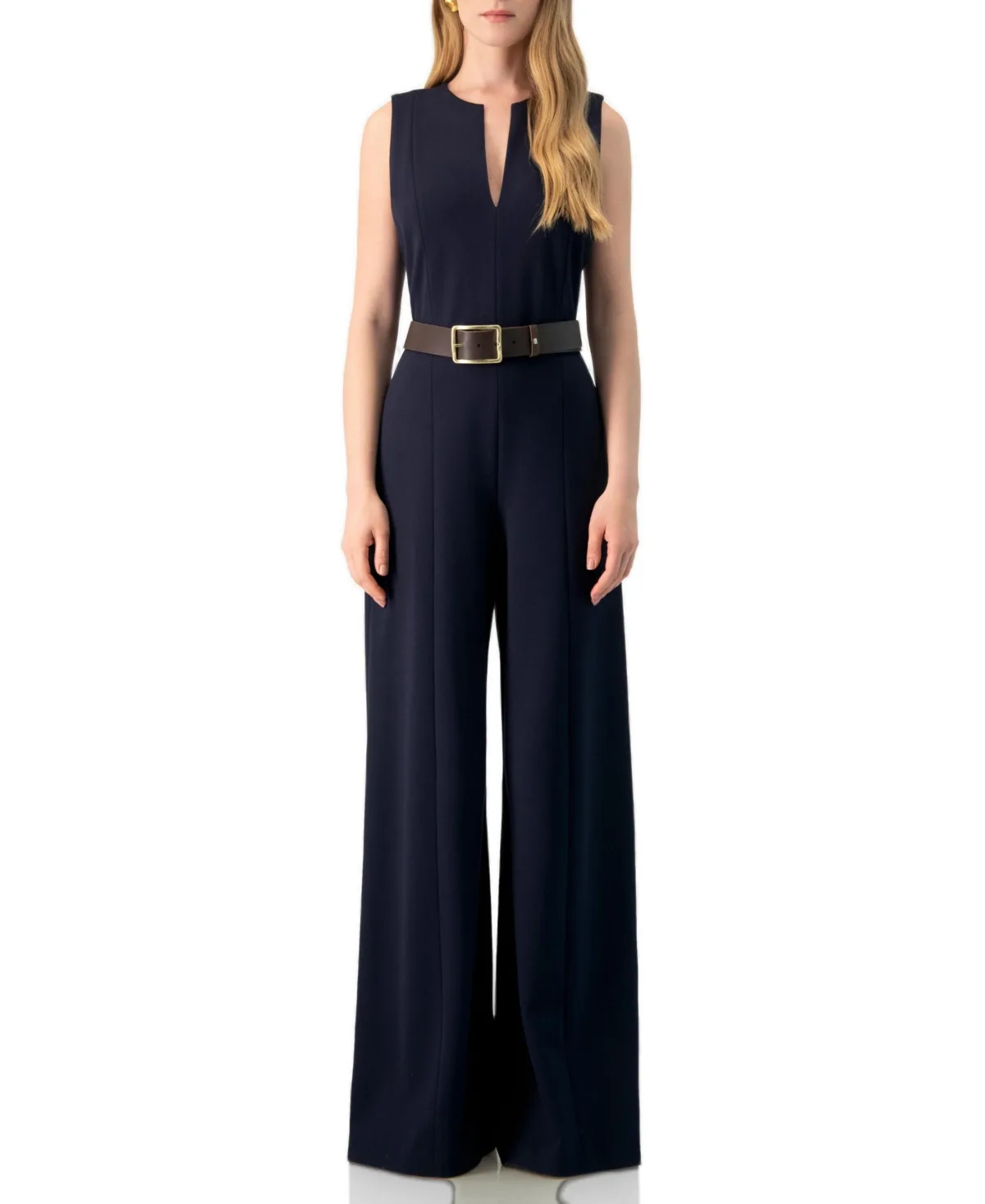 Sleeveless V-Neck Wide-Leg Jumpsuit by Ivonne