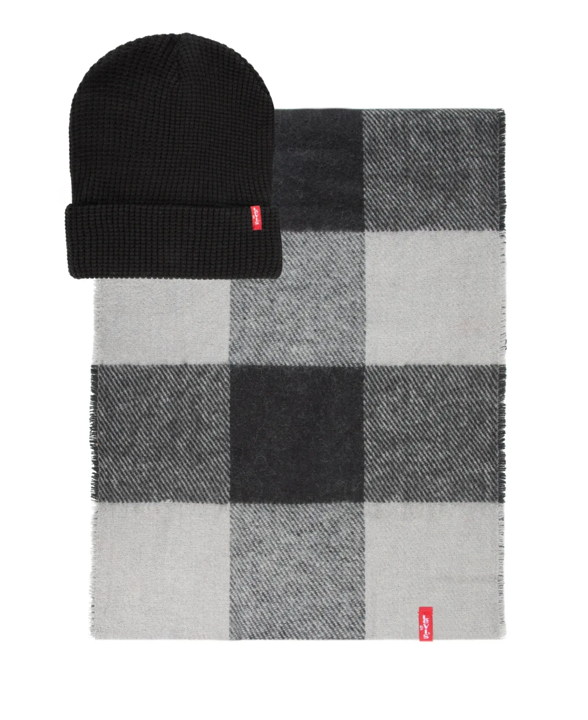 Waffle Knit Beanie & Buffalo Plaid Scarf, 2-Piece Set by Levi's