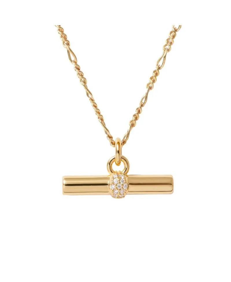Little Sky Stone T-Bar Charm Necklace - 14k Gold by Sky