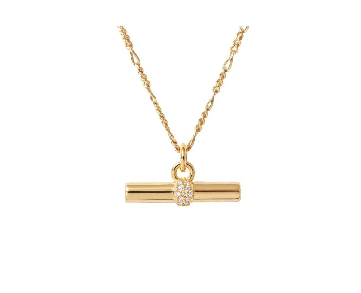 Little Sky Stone T-Bar Charm Necklace - 14k Gold by Sky