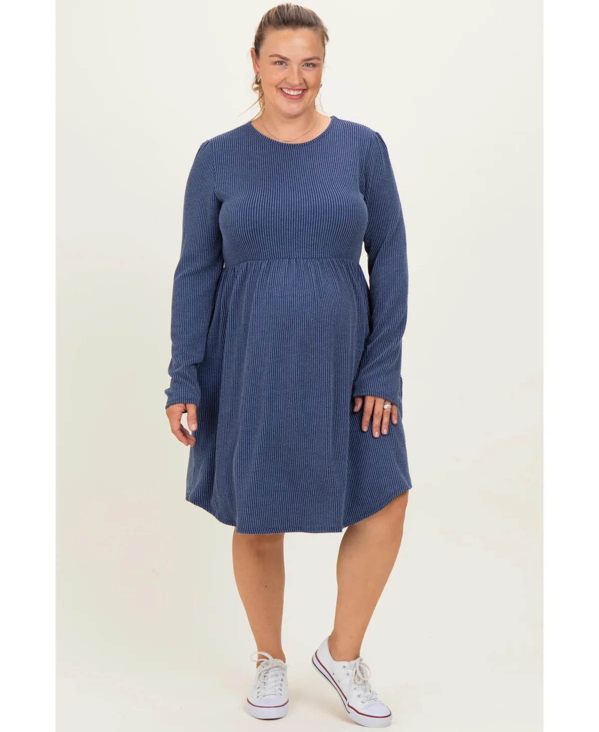 Textured Rib Long Sleeve Dress by PinkBlush