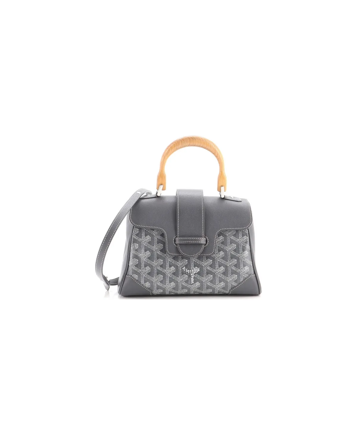 Pre-Owned Goyard Mini Saigon Top Handle Bag Coated Canvas with Leather by Pre Owned Goyard