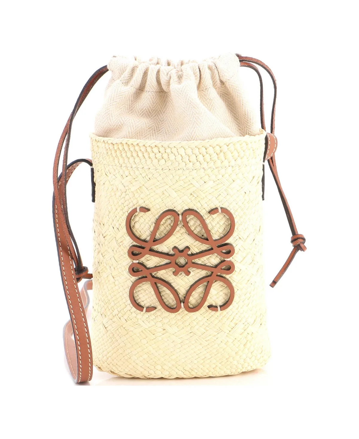 Pre-Owned Loewe Paulas Ibiza Anagram Bucket Bag Woven Raffia with Leather