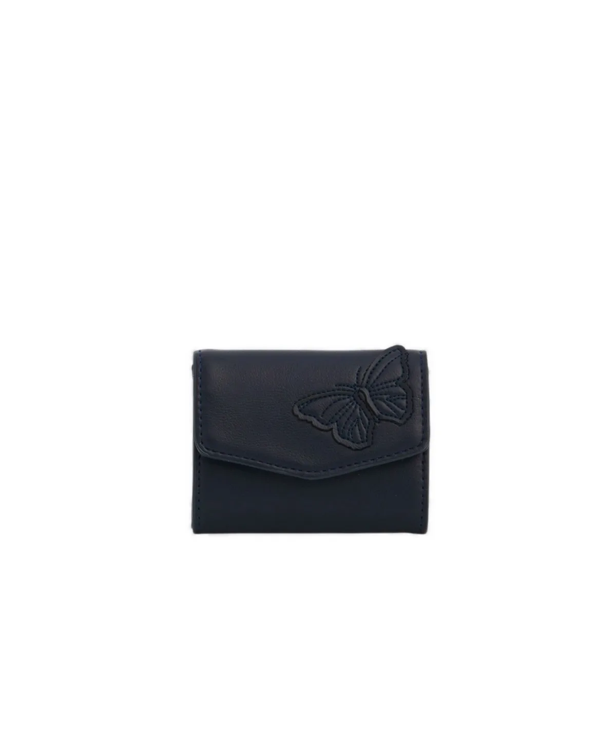 Floral-Applique Faux-Leather Card Holder Wallet by Fable England