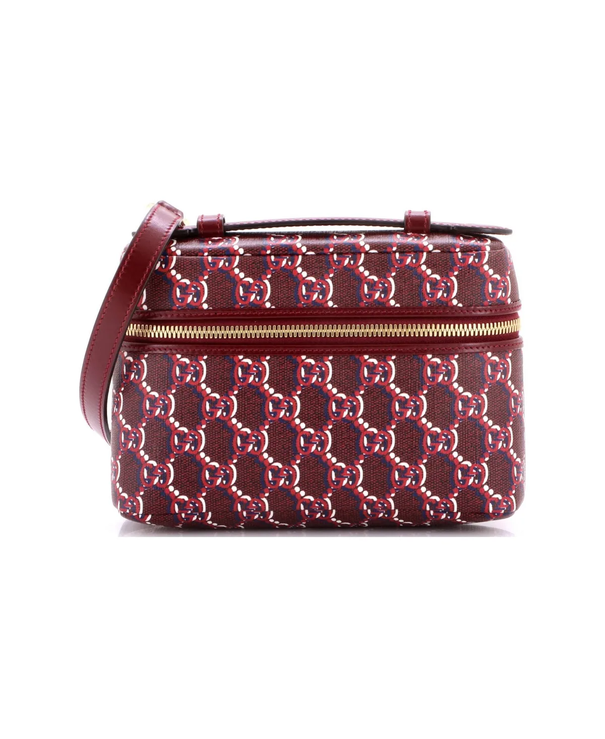 Pre-Owned Small Emblem Top Handle Vanity Bag GG Shadow Coated Canvas by Gucci