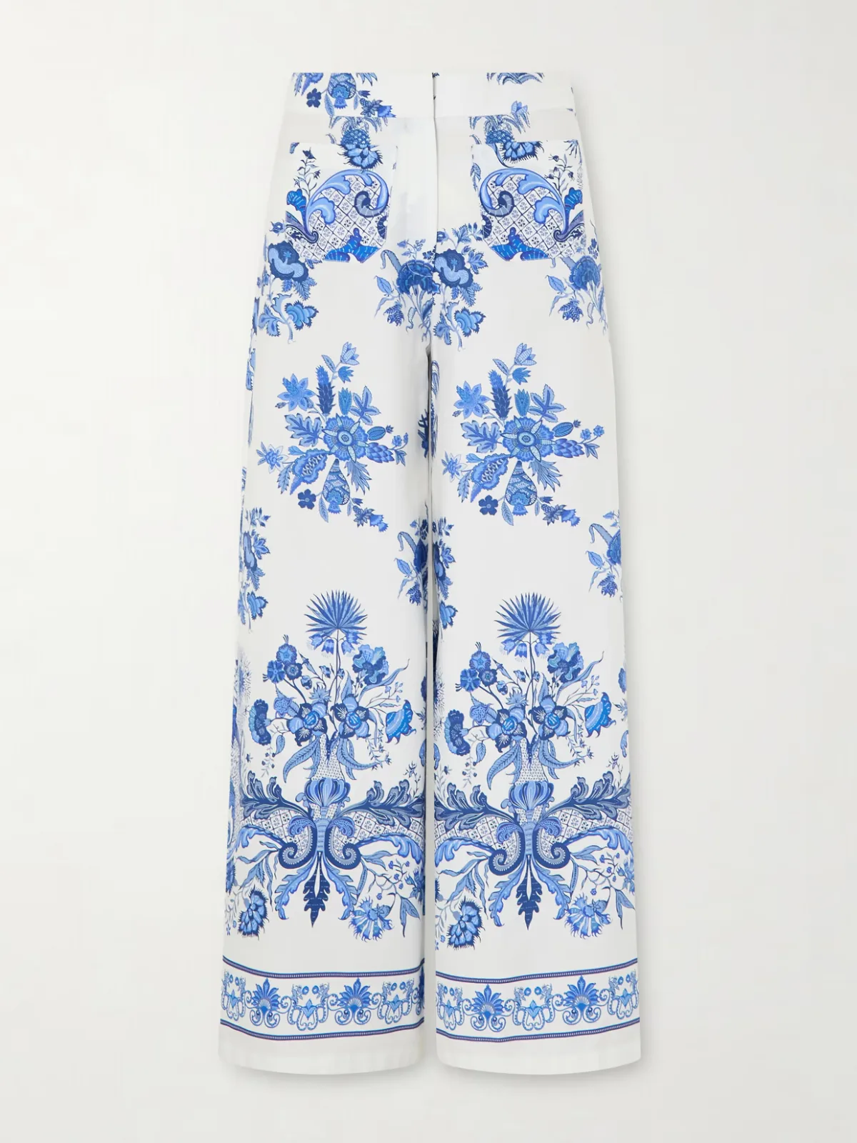 - Floral Printed Cotton Wide-leg Pants -