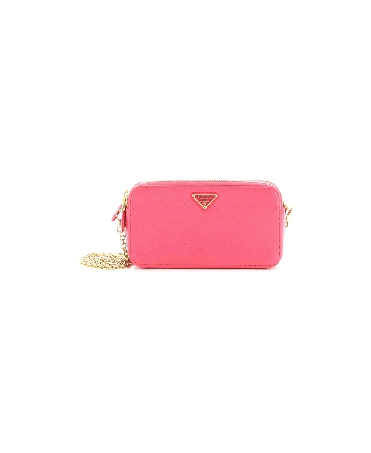 Pre-Owned Prada Mini Double Zip Wallet on Chain Crossbody Saffiano Leather