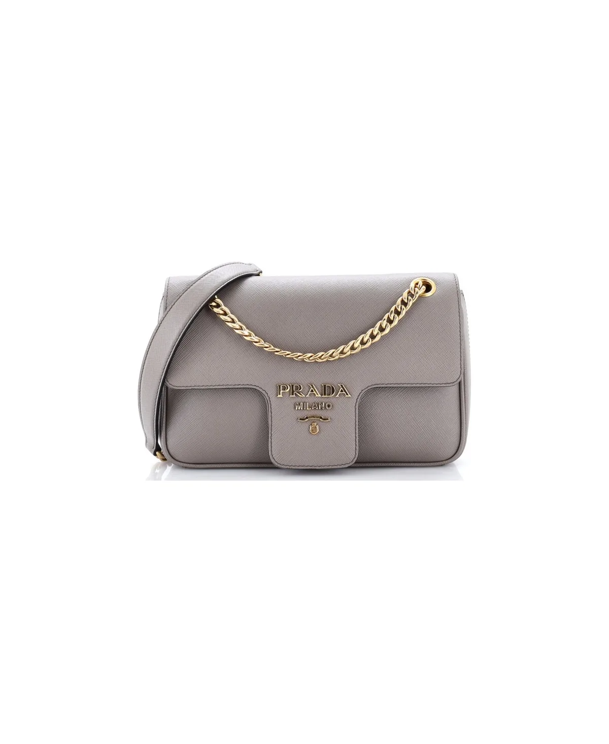 Pre-Owned Prada Small Pattina Flap Shoulder Bag Saffiano Leather by Prada