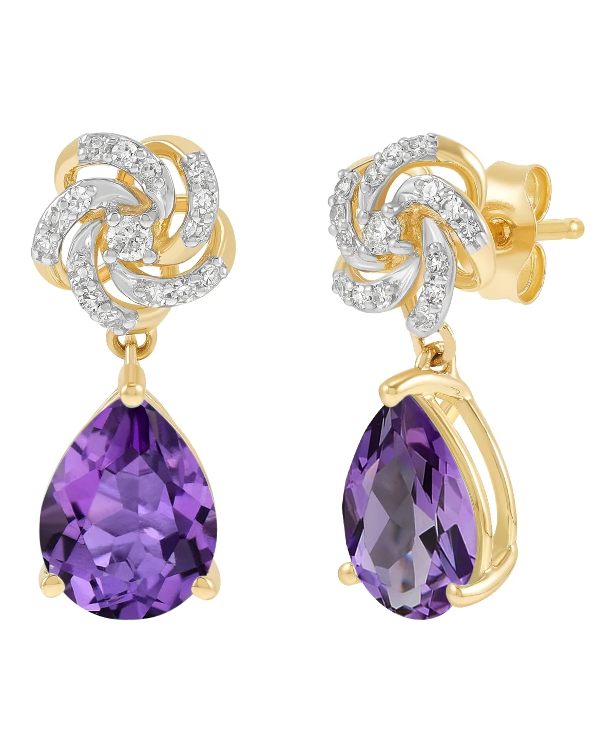 (1-9/10 ct. t.w.) & Diamond (1/8 ct. t.w.) Earrings in 14k Yellow Gold by Macy's