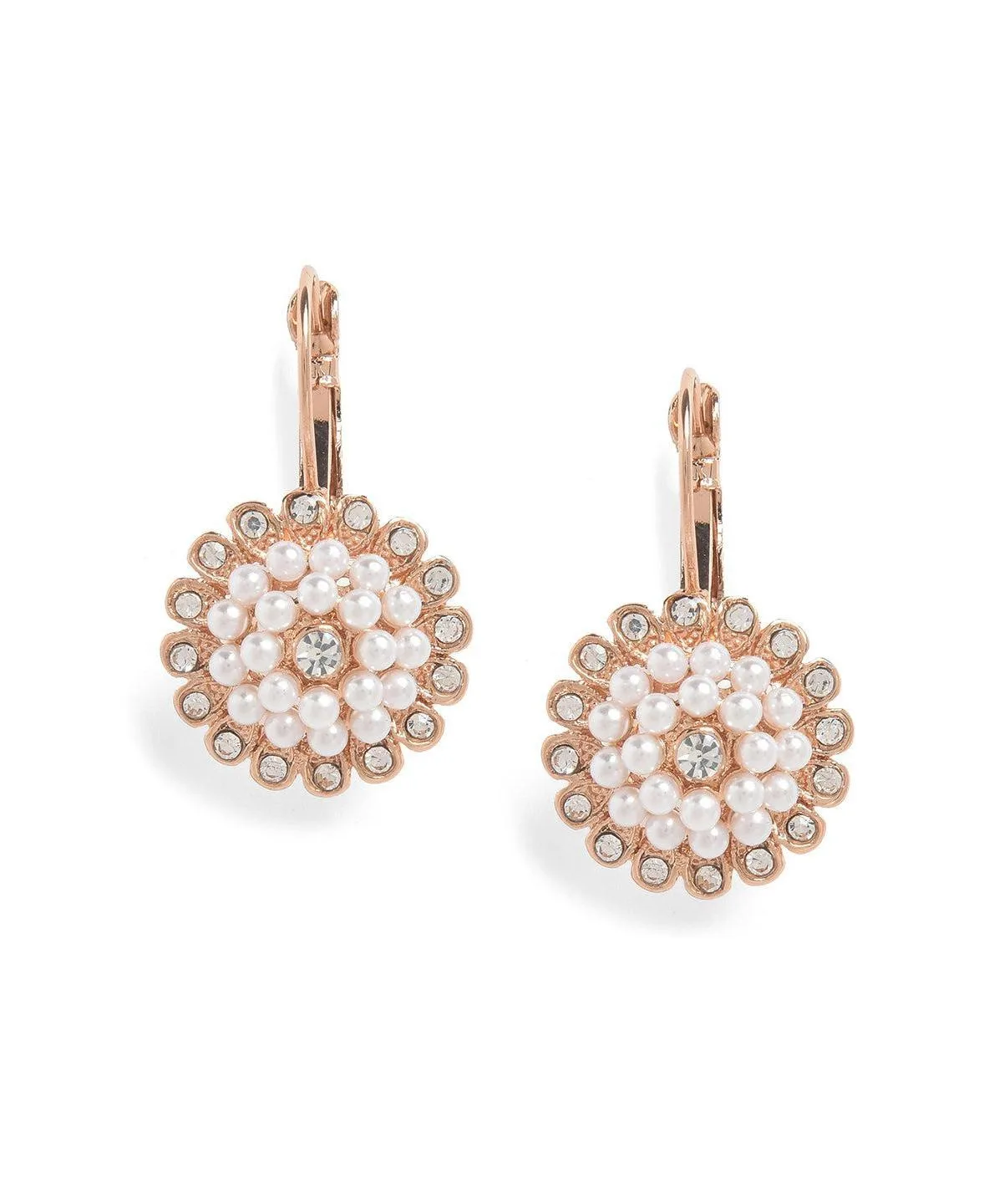 Crystal and Faux Pearl Rose Gold-Tone Drop Earrings by Sohi