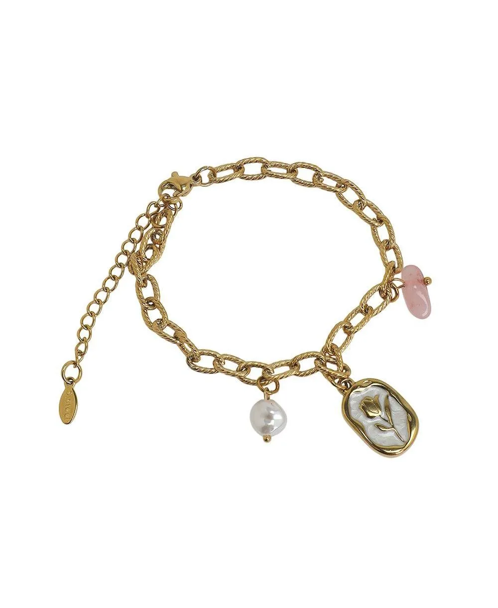 Adjustable Faux Pearl Charm Bracelet by Sohi