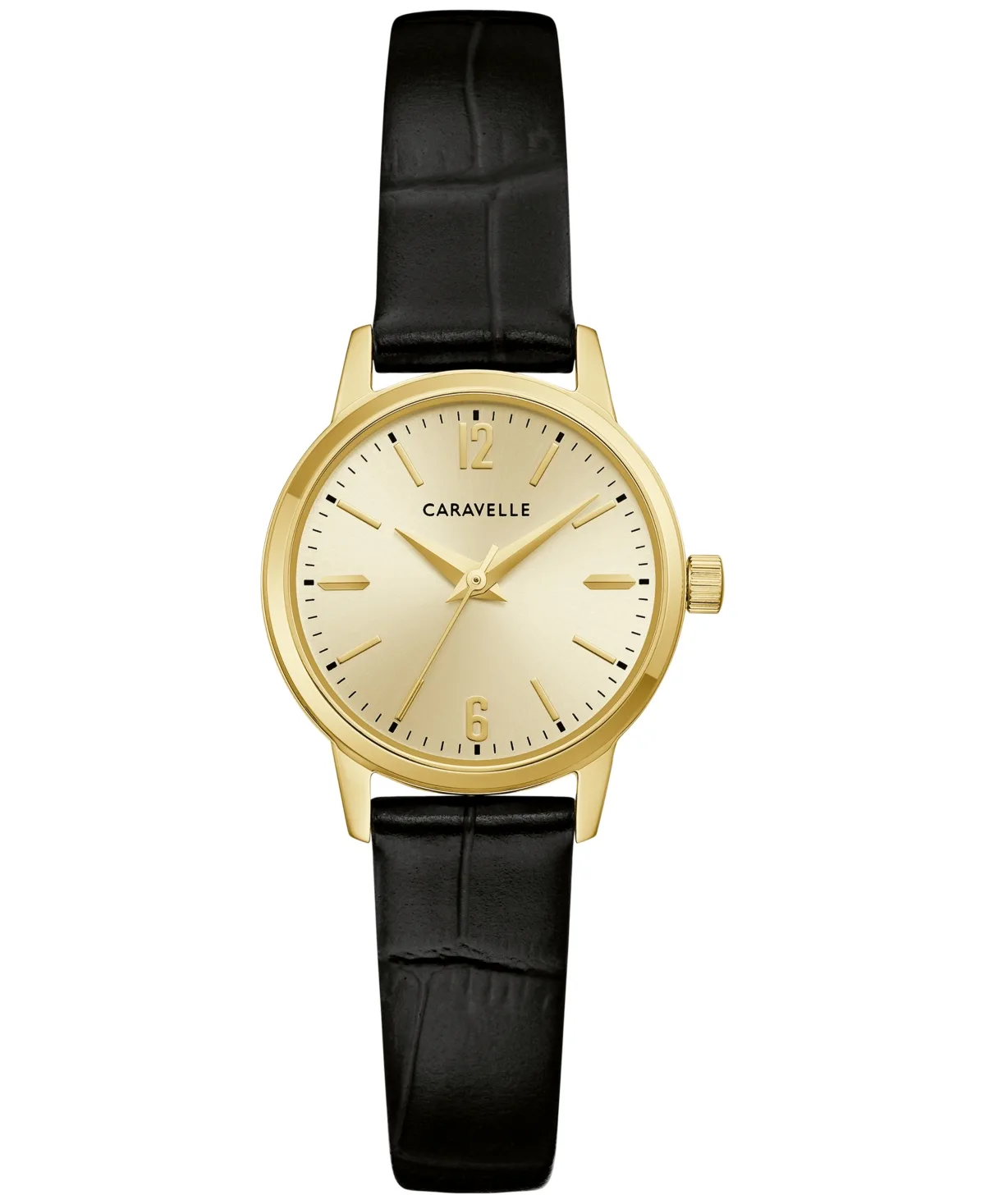 Classic 3 Hand Quartz Black Leather Watch 25mm by Caravelle