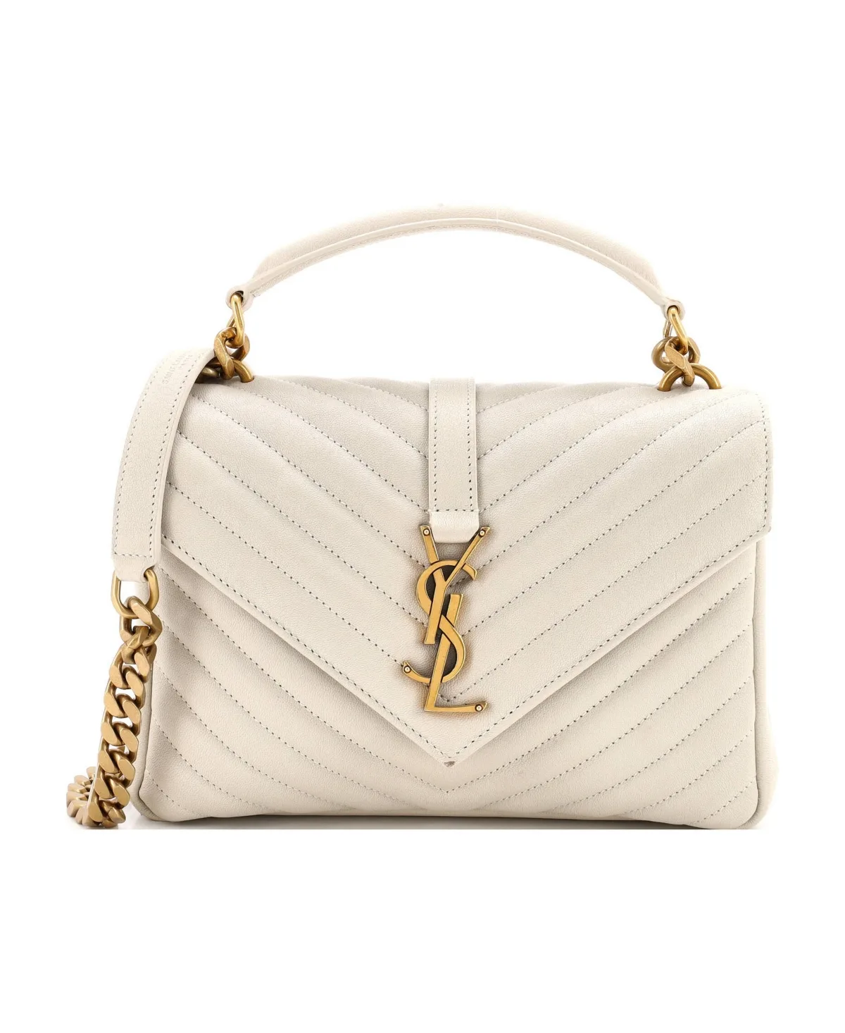 Pre-Owned Medium Classic Monogram College Bag Matelasse Chevron Leather by Saint Laurent