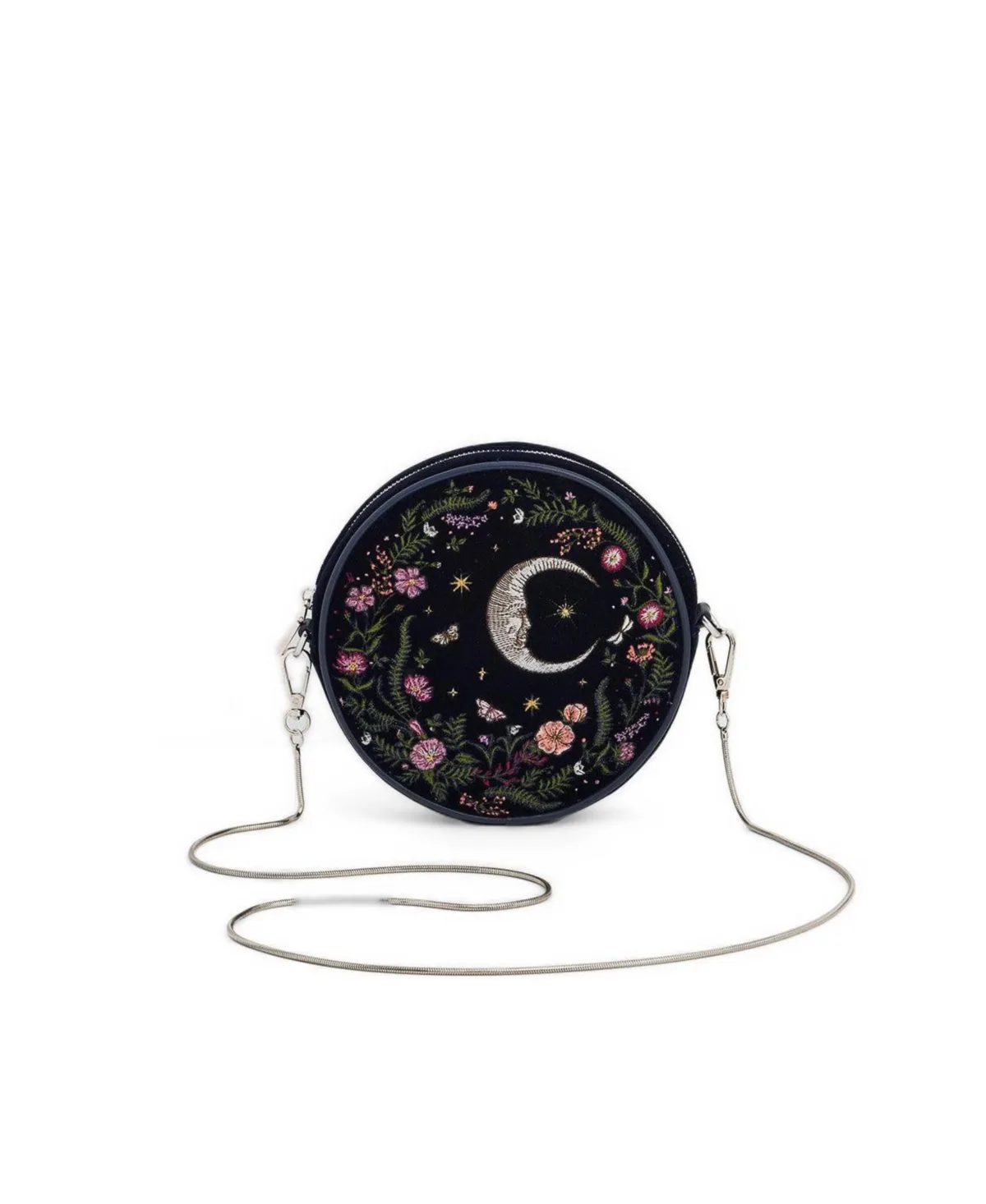 Chloe Midnight Garden Embroidered Circle Bag by Fable England