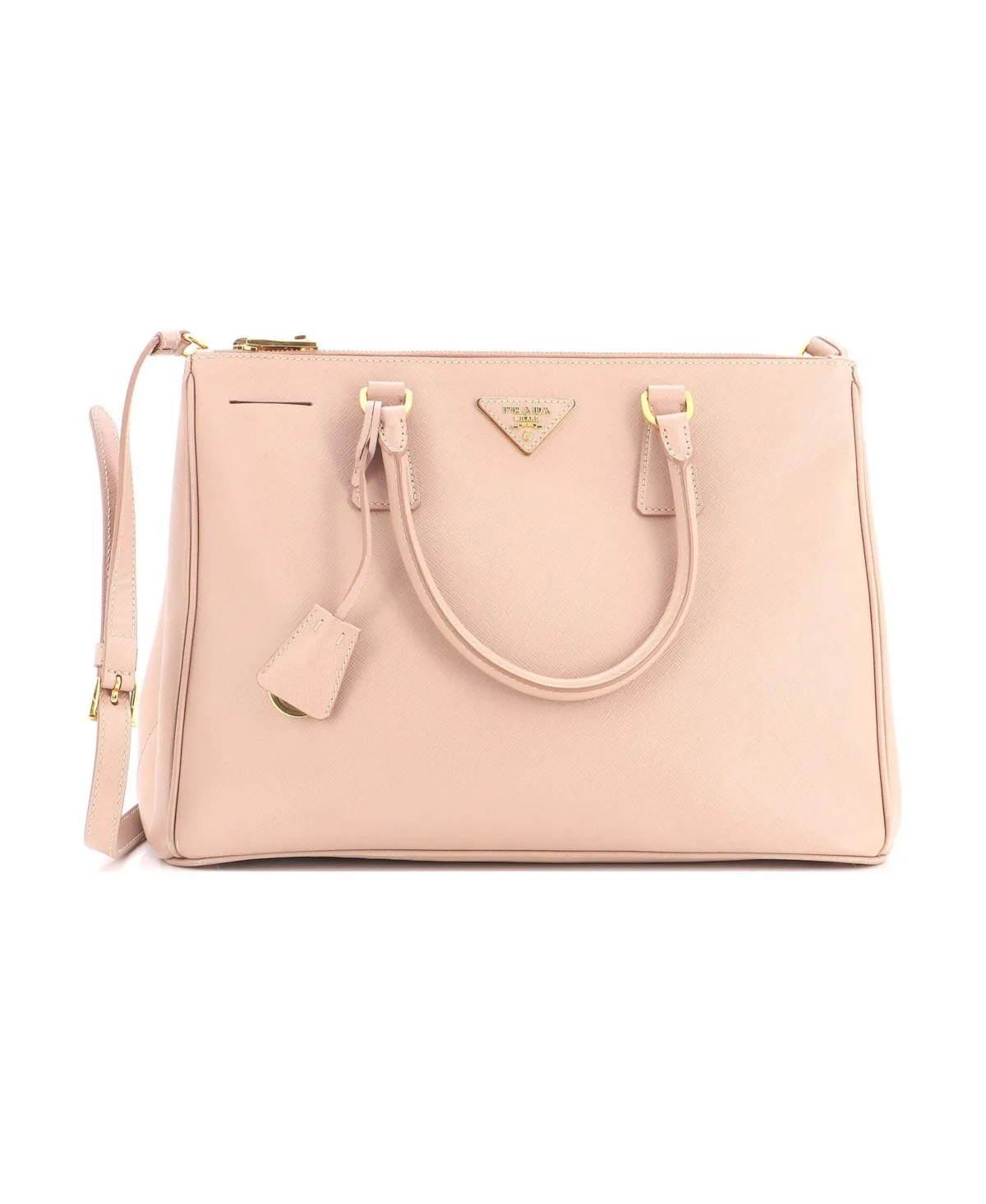 Pre-Owned Prada Medium Double Zip Lux Tote Saffiano Leather by Prada