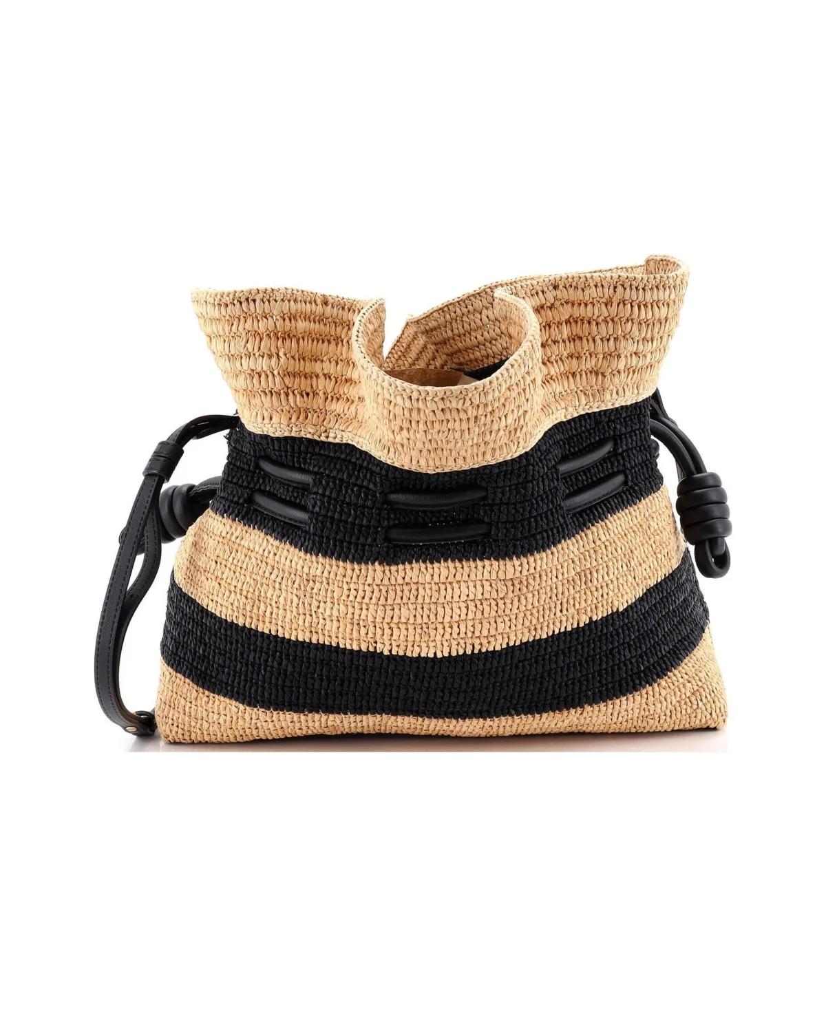 Pre-Owned Loewe Small Flamenco Knot Clutch Striped Raffia