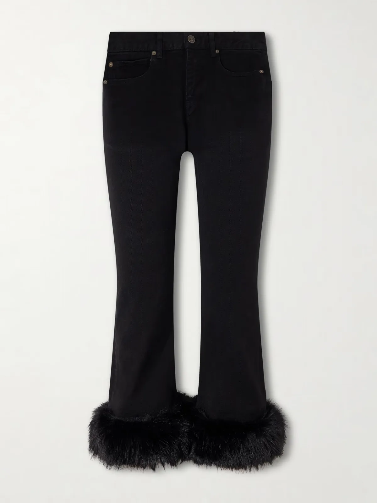 - Plush-trimmed Cropped Mid-rise Flared Jeans - by Balenciaga