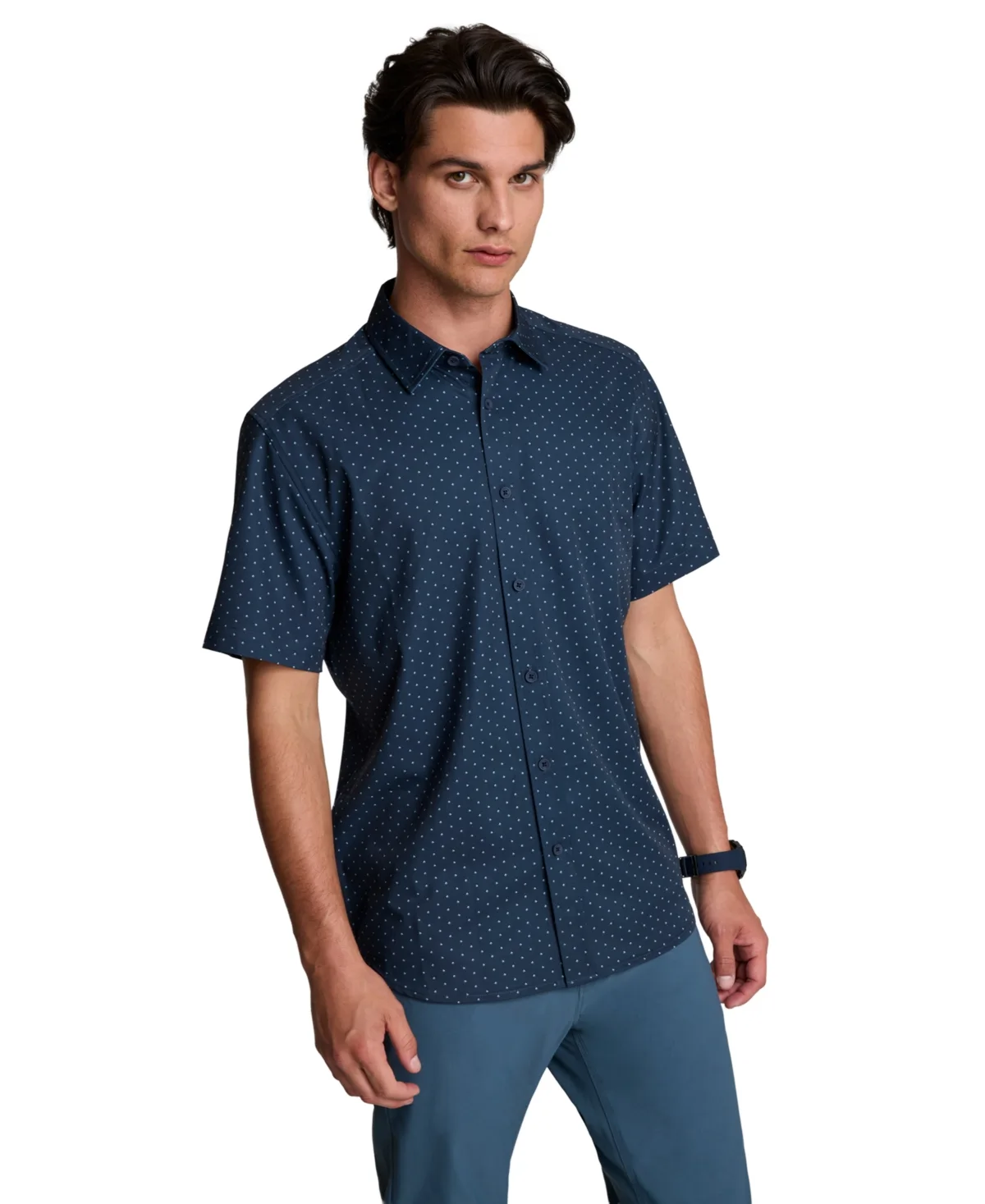 Short Sleeve Classic Fit Spread Collar Shirt by Kenneth Cole