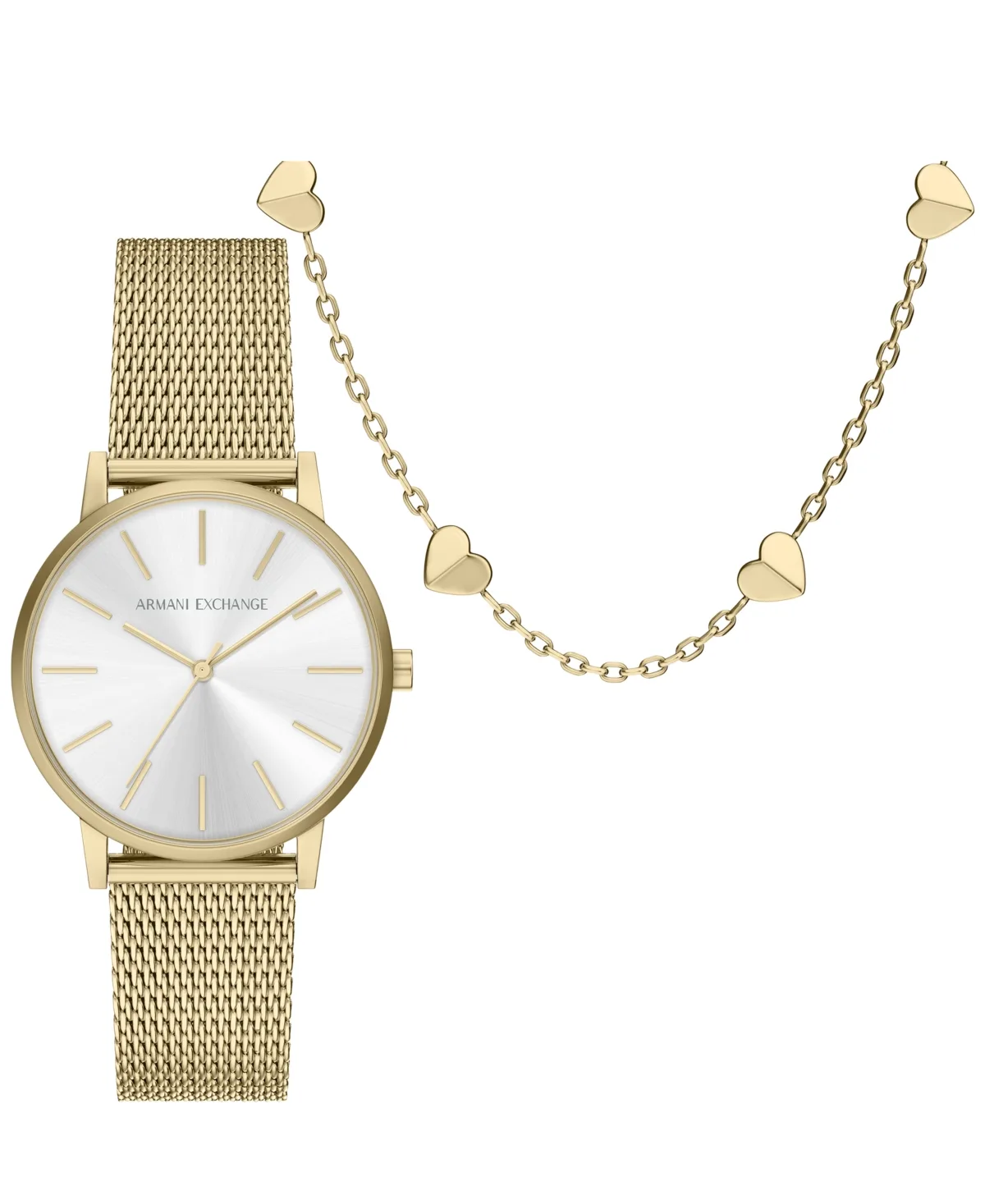 A - x Armani Exchange Three-Hand Quartz Gold-Tone Stainless Steel Mesh Watch 36mm by Armani