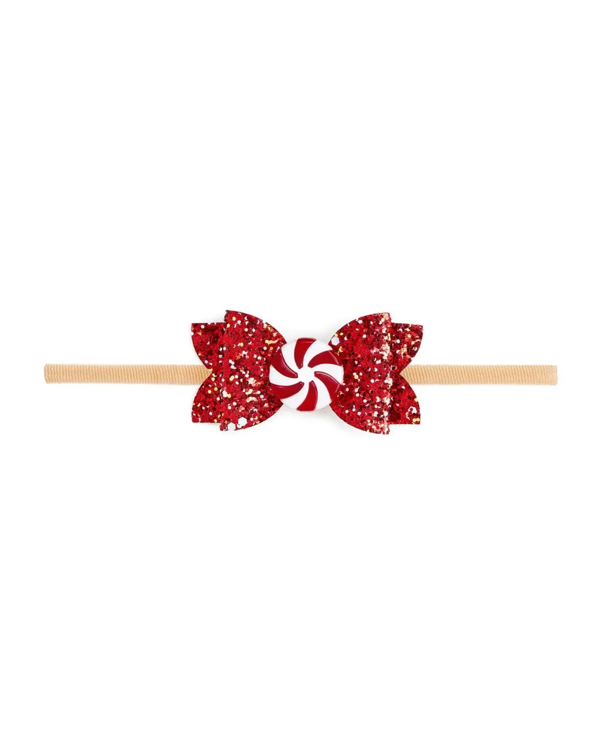 Peppermint Glitter Christmas Bow Baby Headband by Sweet Wink