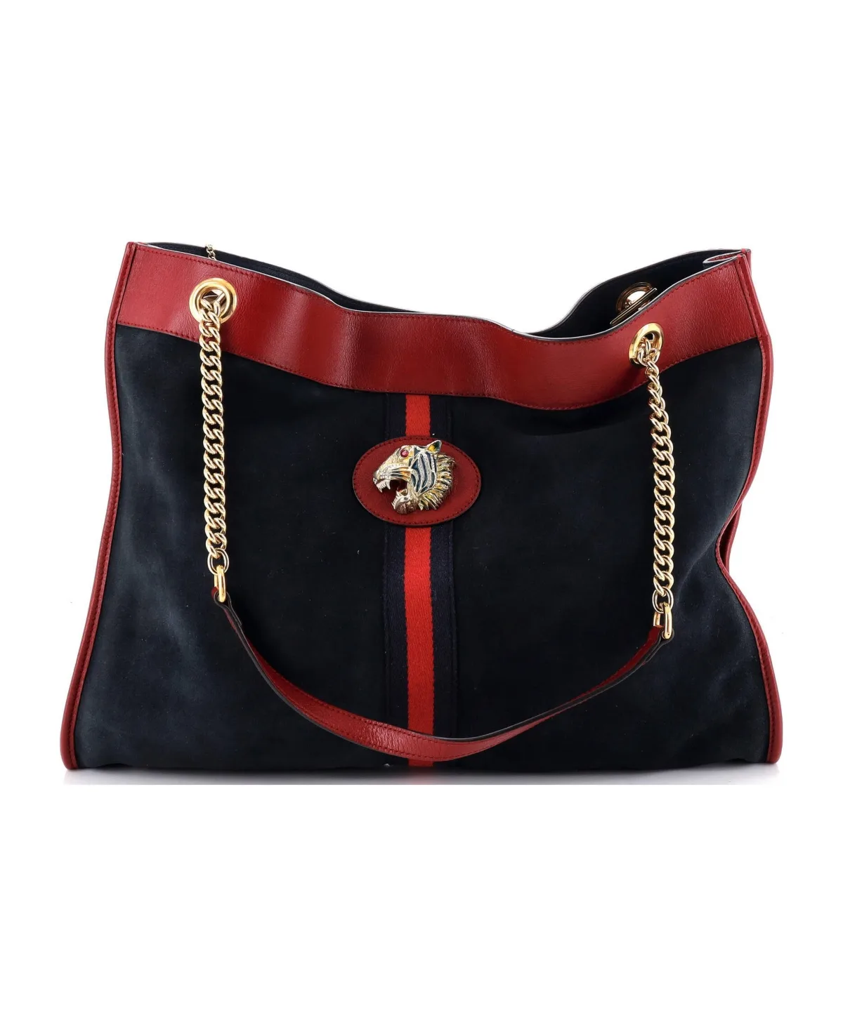 Pre-Owned Gucci Large Rajah Chain Tote Suede by Gucci
