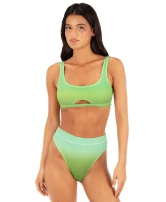 Scrunch Scoop Neck Bikini Top Cheeky High Rise Swim Bottoms