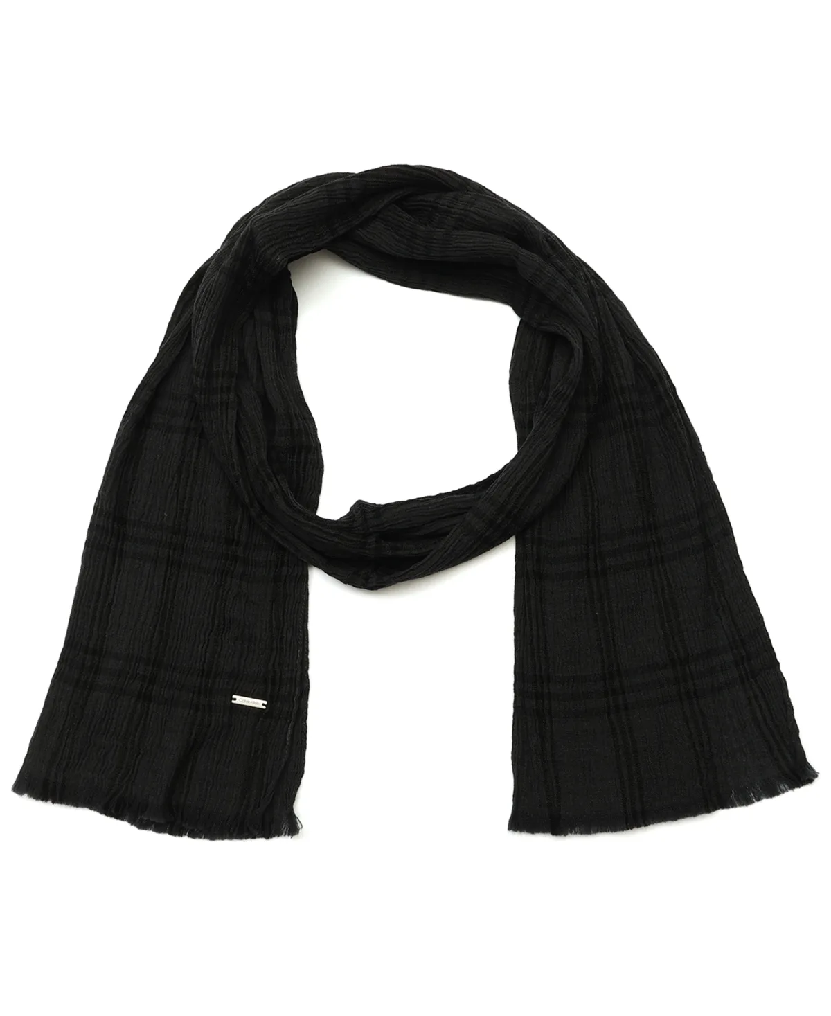 Crinkled Plaid Yarn Dye Wrap Scarf, 12 x 75 by Calvin Klein