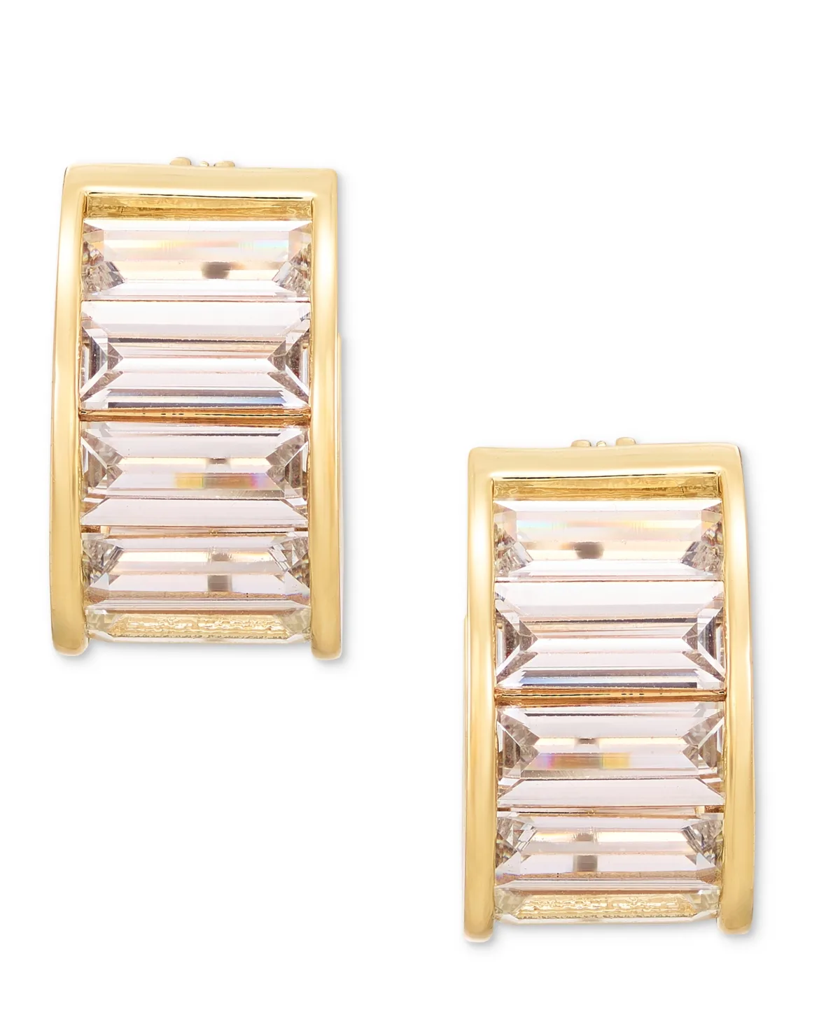 Cubic Zirconia Baguette Hoop Earrings