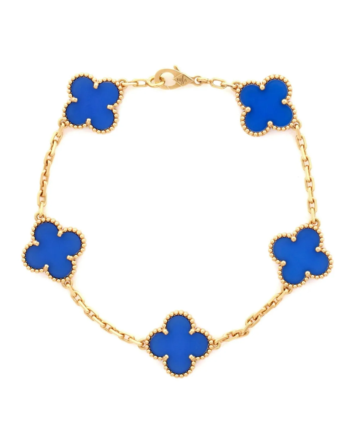 Pre-Owned Van Cleef and Arpels Vintage Alhambra 5 Motifs Bracelet by Pre Owned Van Cleef & Arpels