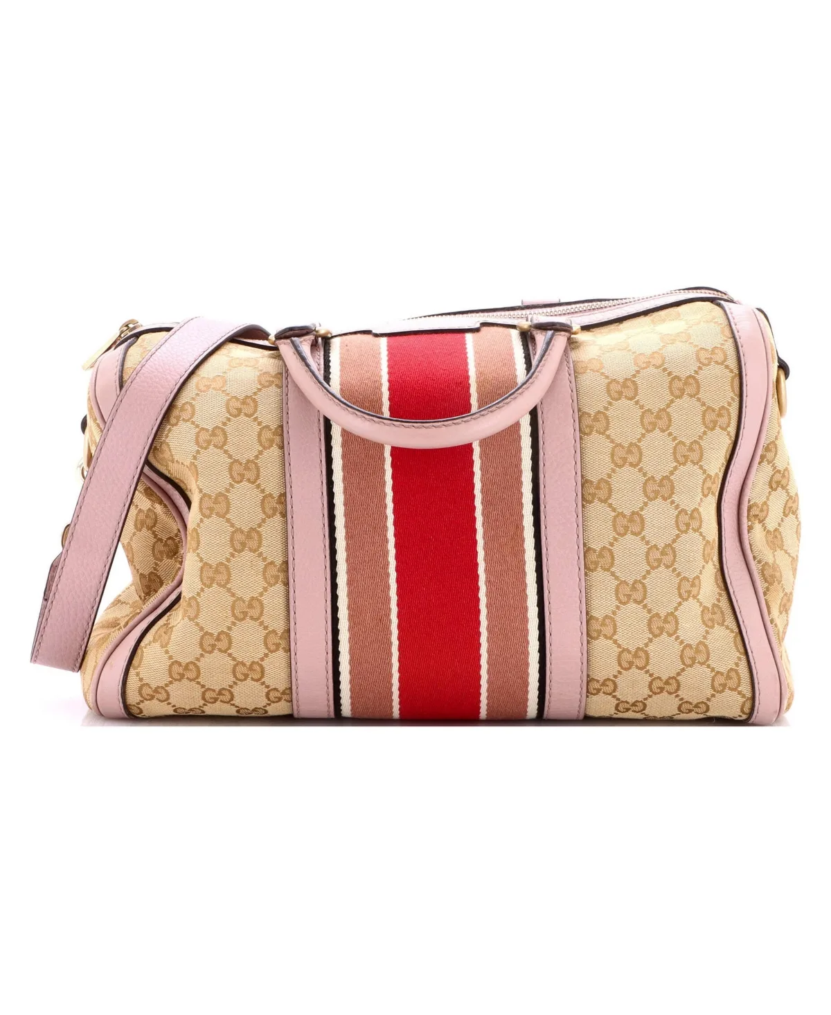 Pre-Owned Gucci Medium Vintage Web Boston Bag Gg Canvas