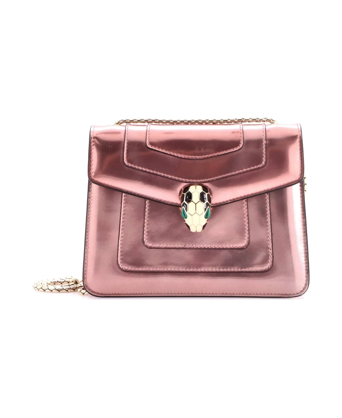 Pre-Owned Bvlgari Small Serpenti Forever Square Shoulder Bag Metallic Leather by BVLGARI