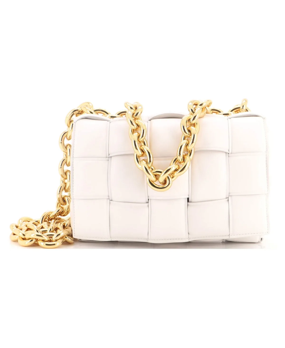 Pre-Owned Bottega Veneta Cassette Chain Crossbody Bag Padded Maxi Intrecciato Leather