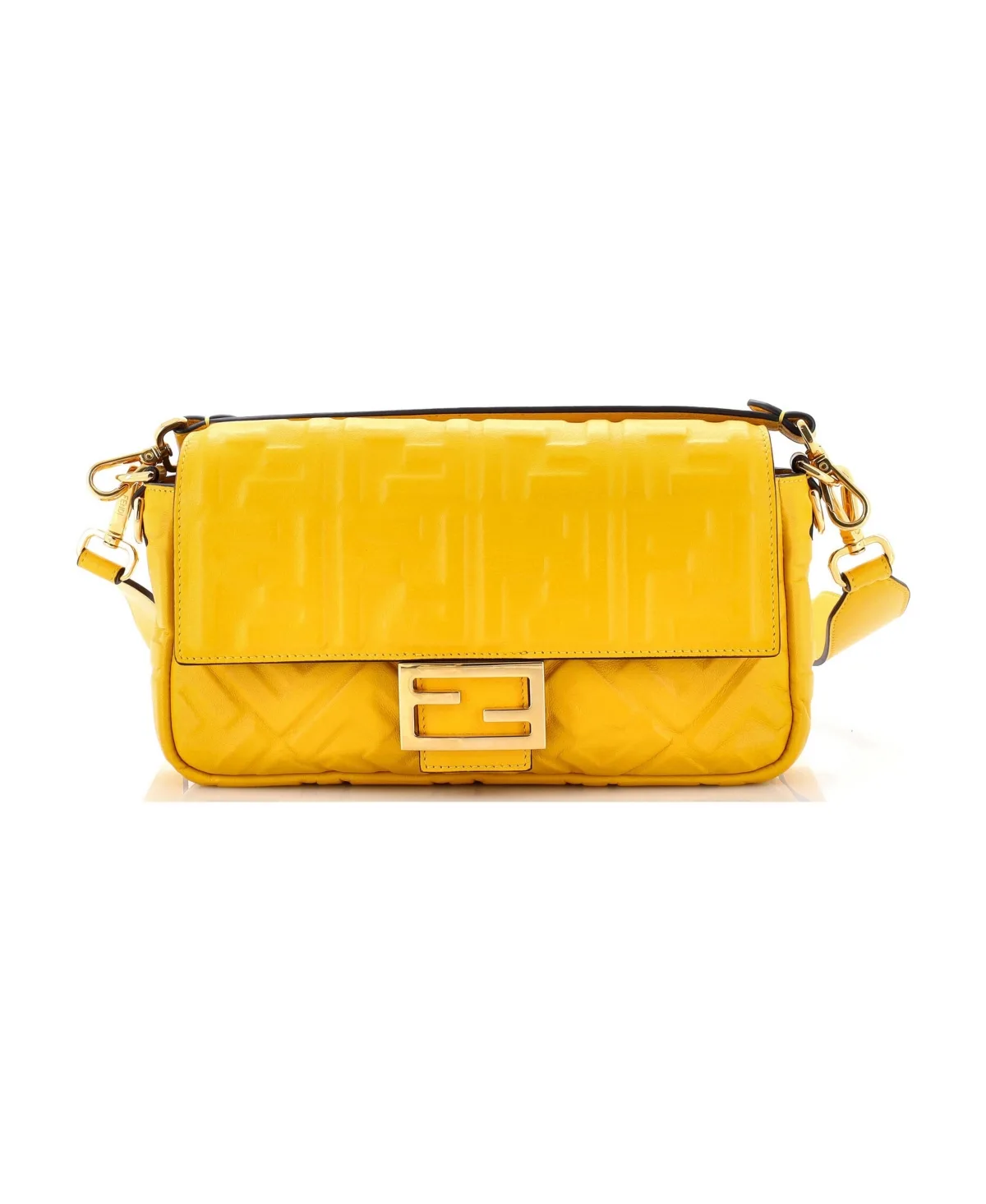 Pre-Owned Fendi Medium Baguette Nm Bag Zucca Embossed Leather