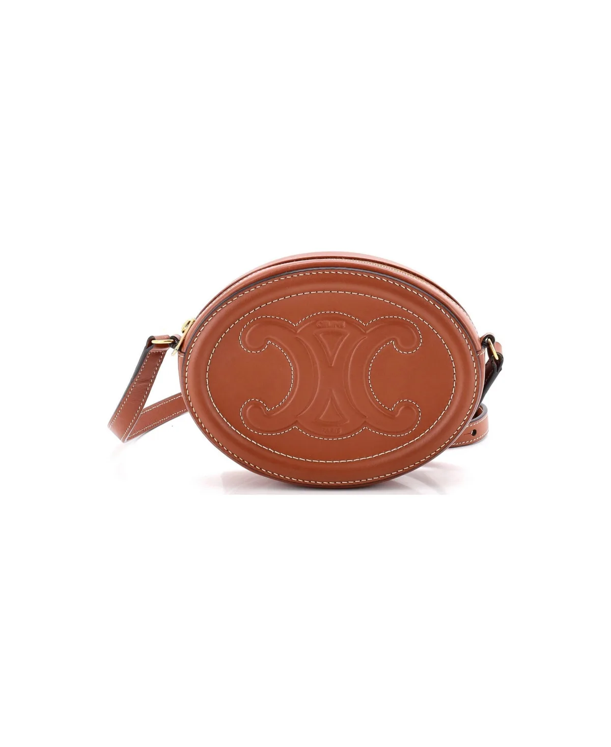 Pre-Owned Celine Mini Triomphe Oval Crossbody Bag Leather by Celine