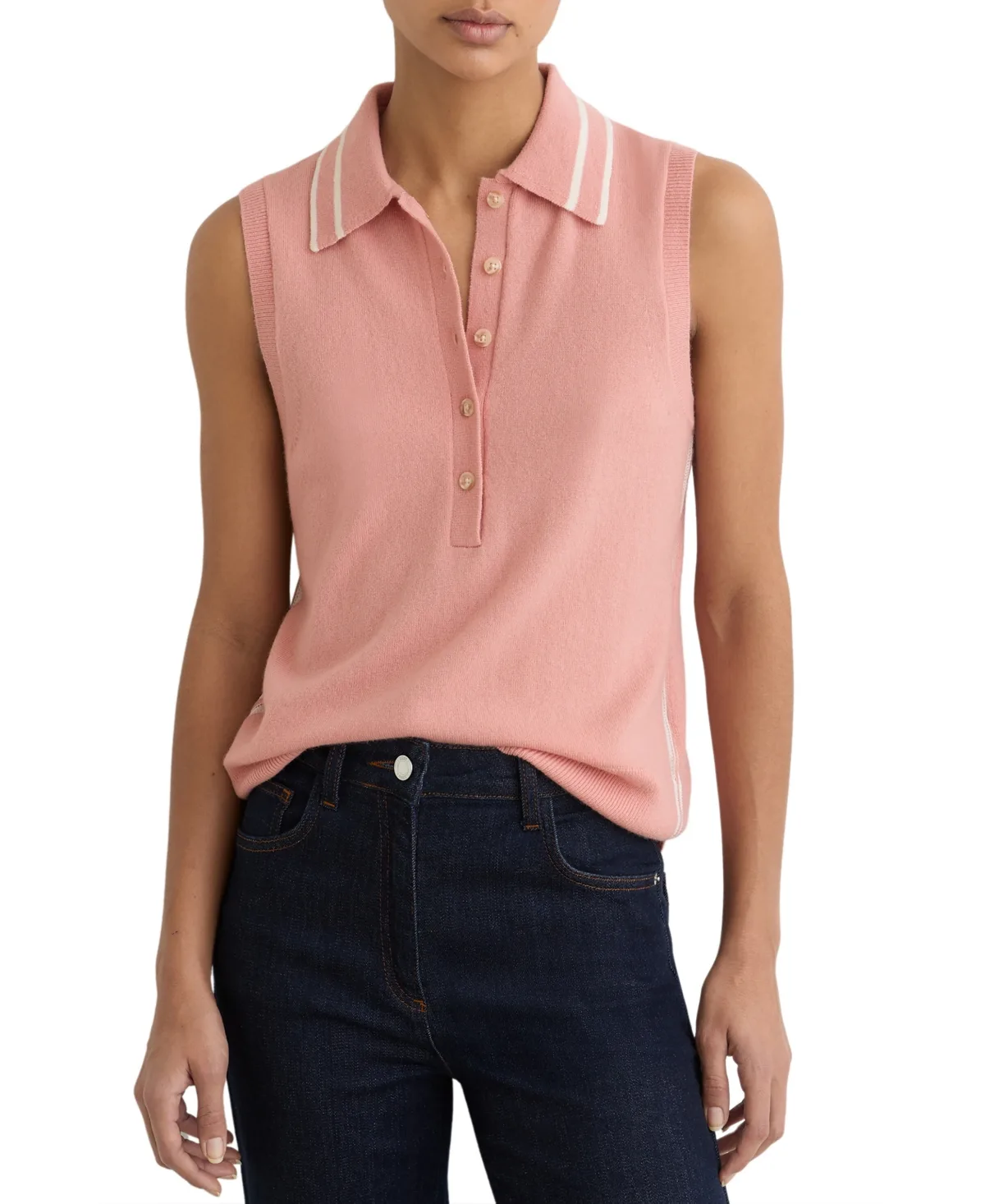 Reiss Wool-Cashmere Sleeveless Polo Top by Reiss