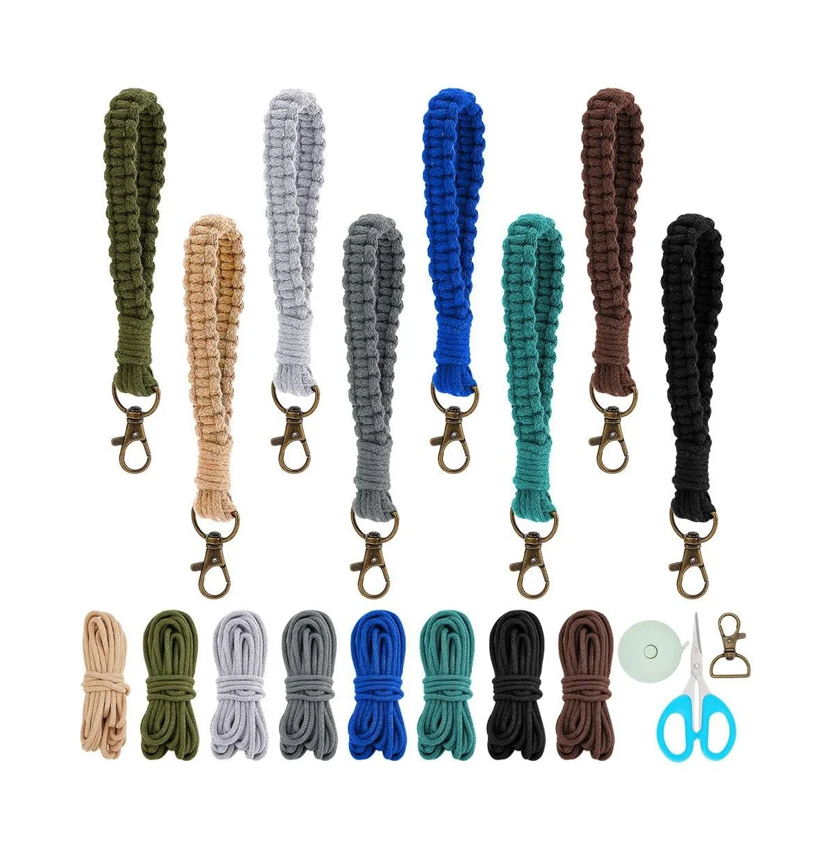 Aeelike 8 Cotton Cord Macrame Keychain Making Supplies for Beginners Step by Step Instructions